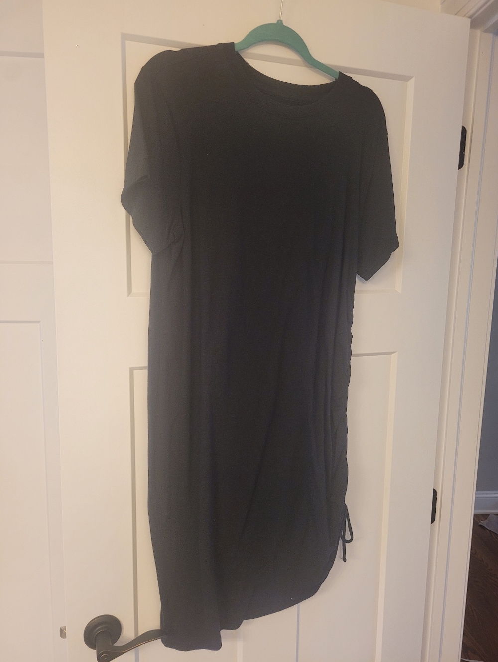 Black Side Cinched Tshirt Dress